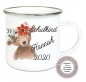 Preview: ♥ Becher Tasse Emaillebecher zauberhafte Tasse Emailletasse,Einschulung Schulkind Bär Boho KITA Wunschname, Dankeschön, Geburtstag, Jubiläum, Geschenk, Kommunion, Firmung Konfirmation, Becher von Lüttentüddel